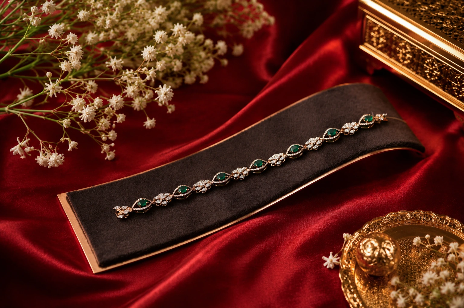 Diamond bracelet on silk cloth