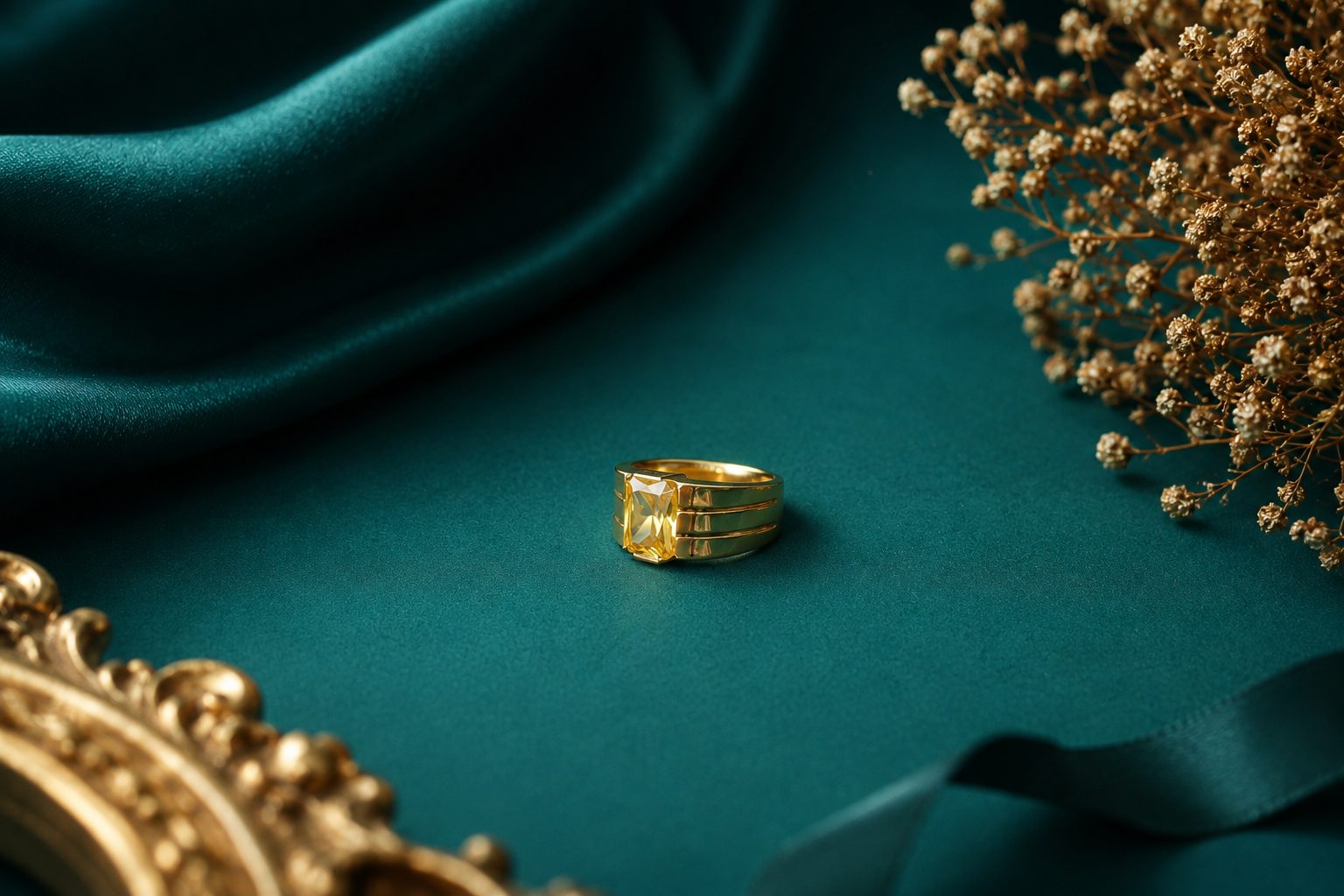 Diamond ring on deep burgundy velvet